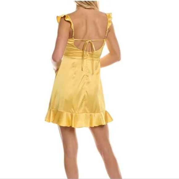 ASTR THE LABEL Marla Mini Dress silky Satin yellow Princess Belle Nwt Sz Small - Picture 3 of 14